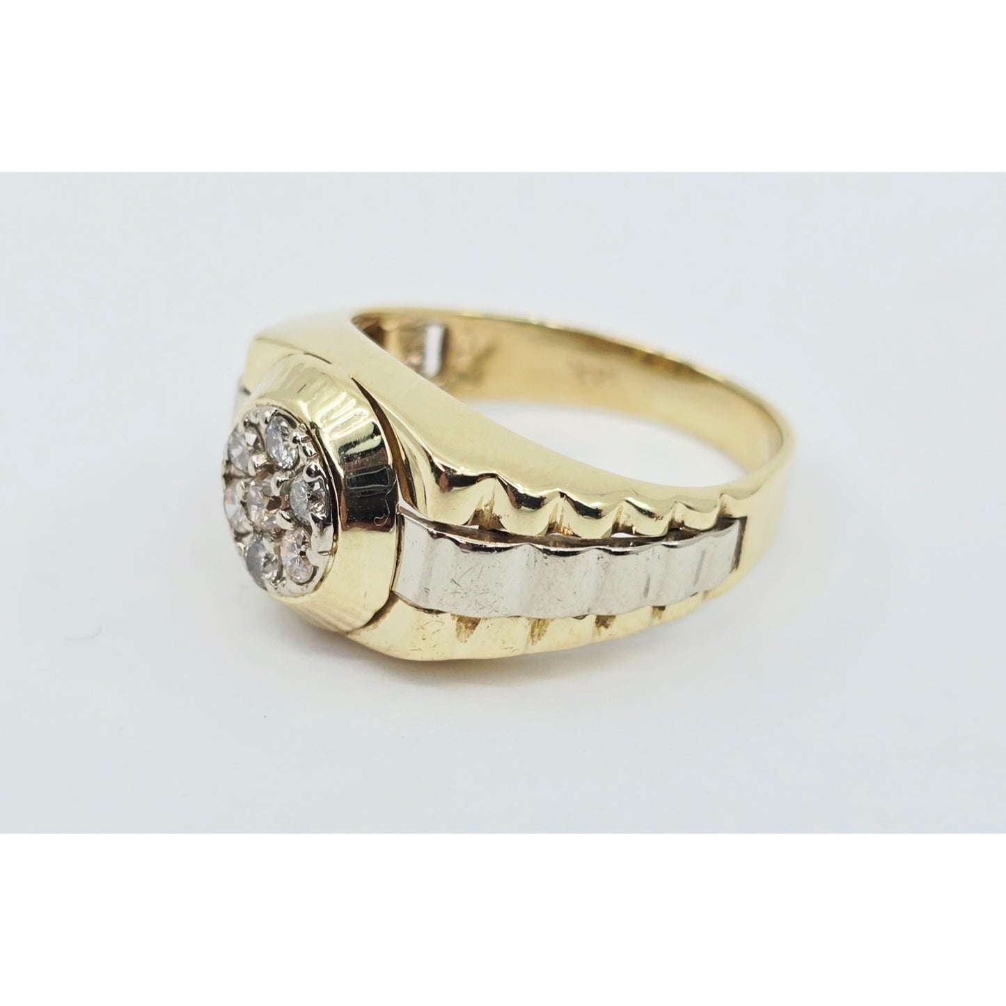 14K Two Tone Gold Rolex Style Diamond Ring