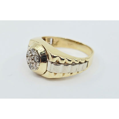 14K Two Tone Gold Rolex Style Diamond Ring