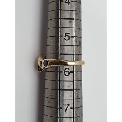 Vintage 14K Yellow Gold Marquise Diamond & Round Sapphire Ring