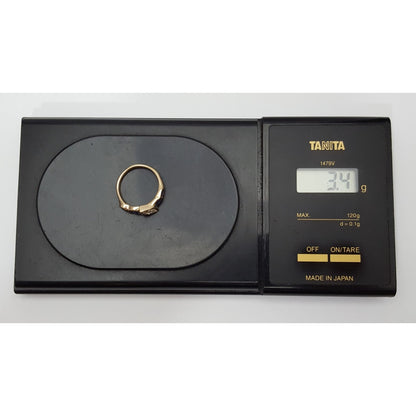 Vintage 14K Yellow Gold Marquise Diamond & Round Sapphire Ring