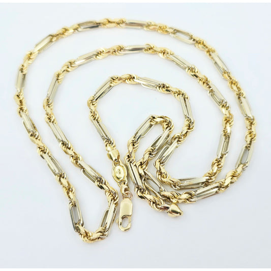 14K Two Tone Gold Milano Rope Chain Necklace