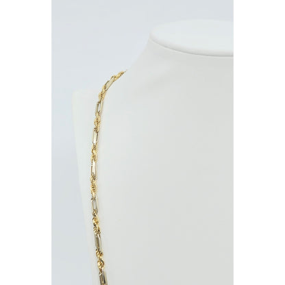 14K Two Tone Gold Milano Rope Chain Necklace