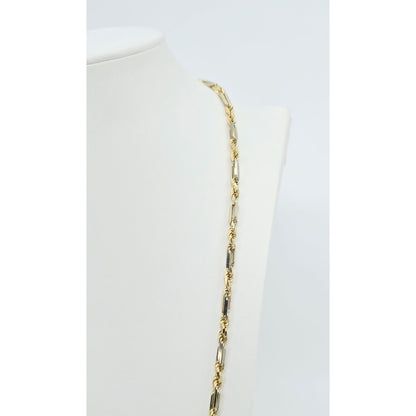 14K Two Tone Gold Milano Rope Chain Necklace