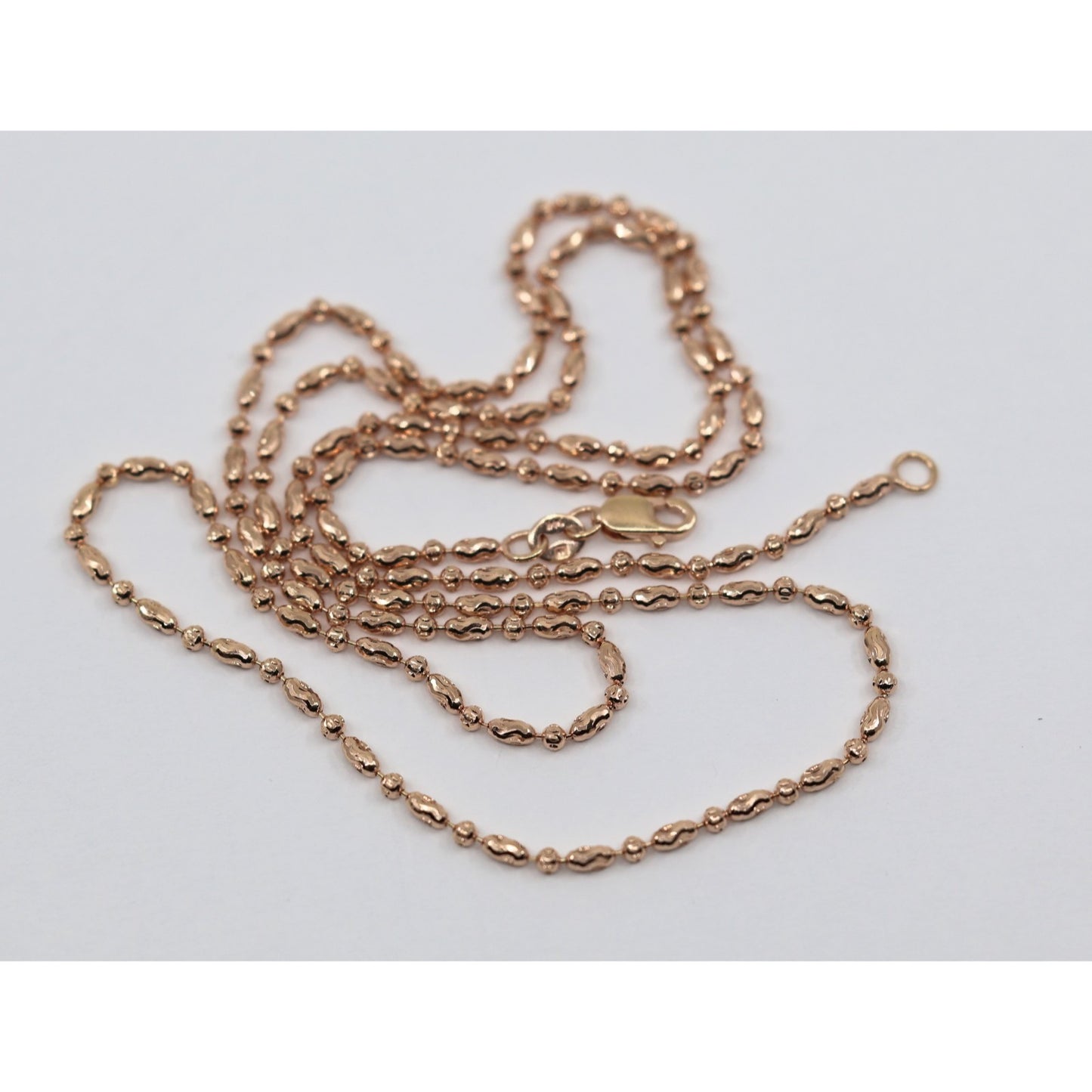 14K Rose Gold Bar Bead and Ball Link Chain Necklace