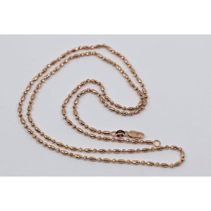 14K Rose Gold Bar Bead and Ball Link Chain Necklace