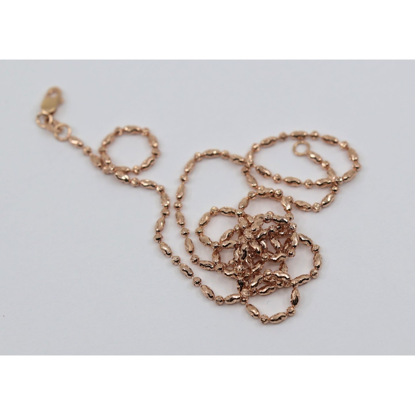 14K Rose Gold Bar Bead and Ball Link Chain Necklace