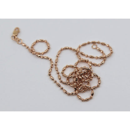 14K Rose Gold Bar Bead and Ball Link Chain Necklace