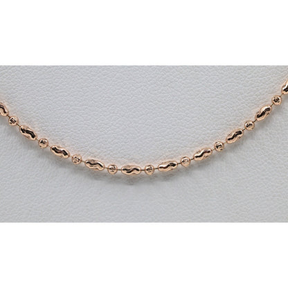 14K Rose Gold Bar Bead and Ball Link Chain Necklace