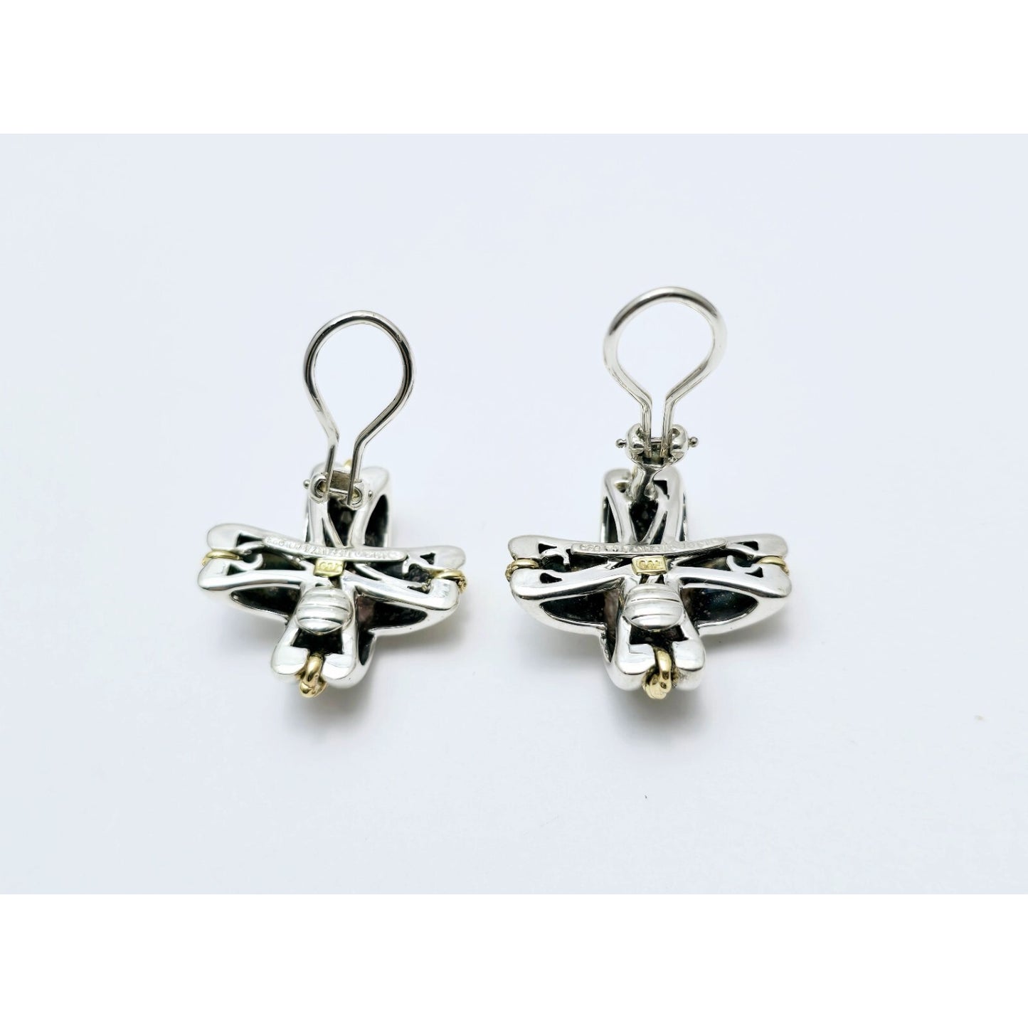 Tiffany & Co Signature X Clip On Earrings 18K Yellow Gold & Sterling Silver 925