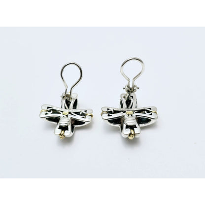 Tiffany & Co Signature X Clip On Earrings 18K Yellow Gold & Sterling Silver 925