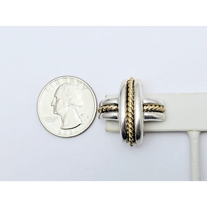 Tiffany & Co Signature X Clip On Earrings 18K Yellow Gold & Sterling Silver 925