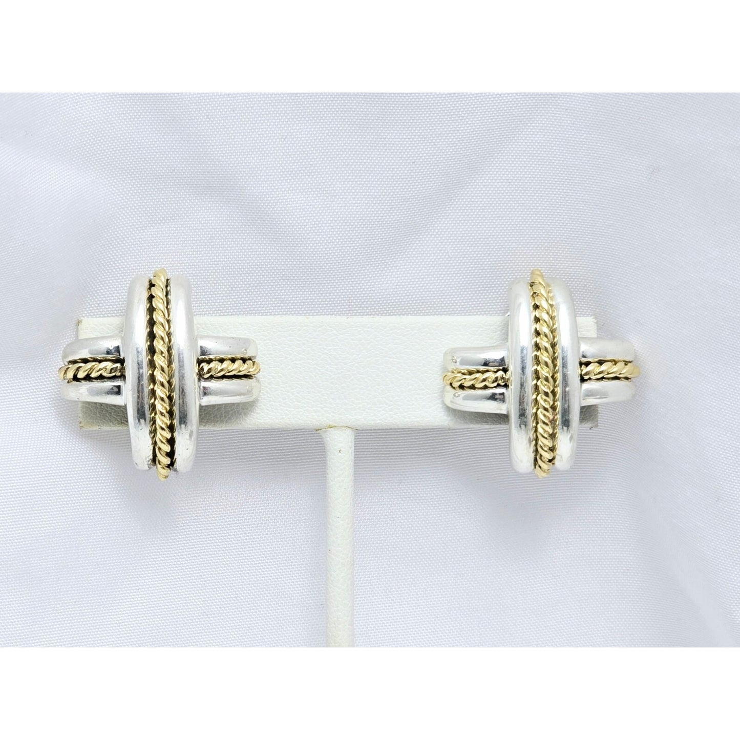 Tiffany & Co Signature X Clip On Earrings 18K Yellow Gold & Sterling Silver 925