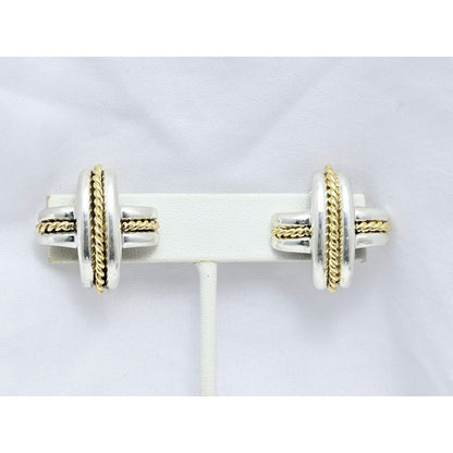 Tiffany & Co Signature X Clip On Earrings 18K Yellow Gold & Sterling Silver 925