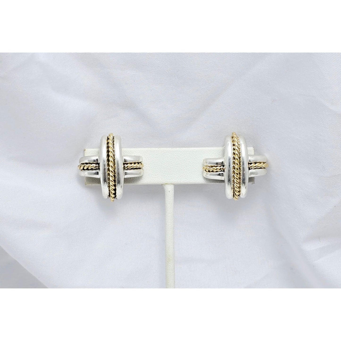 Tiffany & Co Signature X Clip On Earrings 18K Yellow Gold & Sterling Silver 925