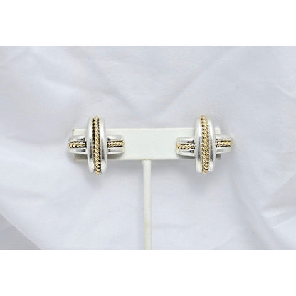 Tiffany & Co Signature X Clip On Earrings 18K Yellow Gold & Sterling Silver 925