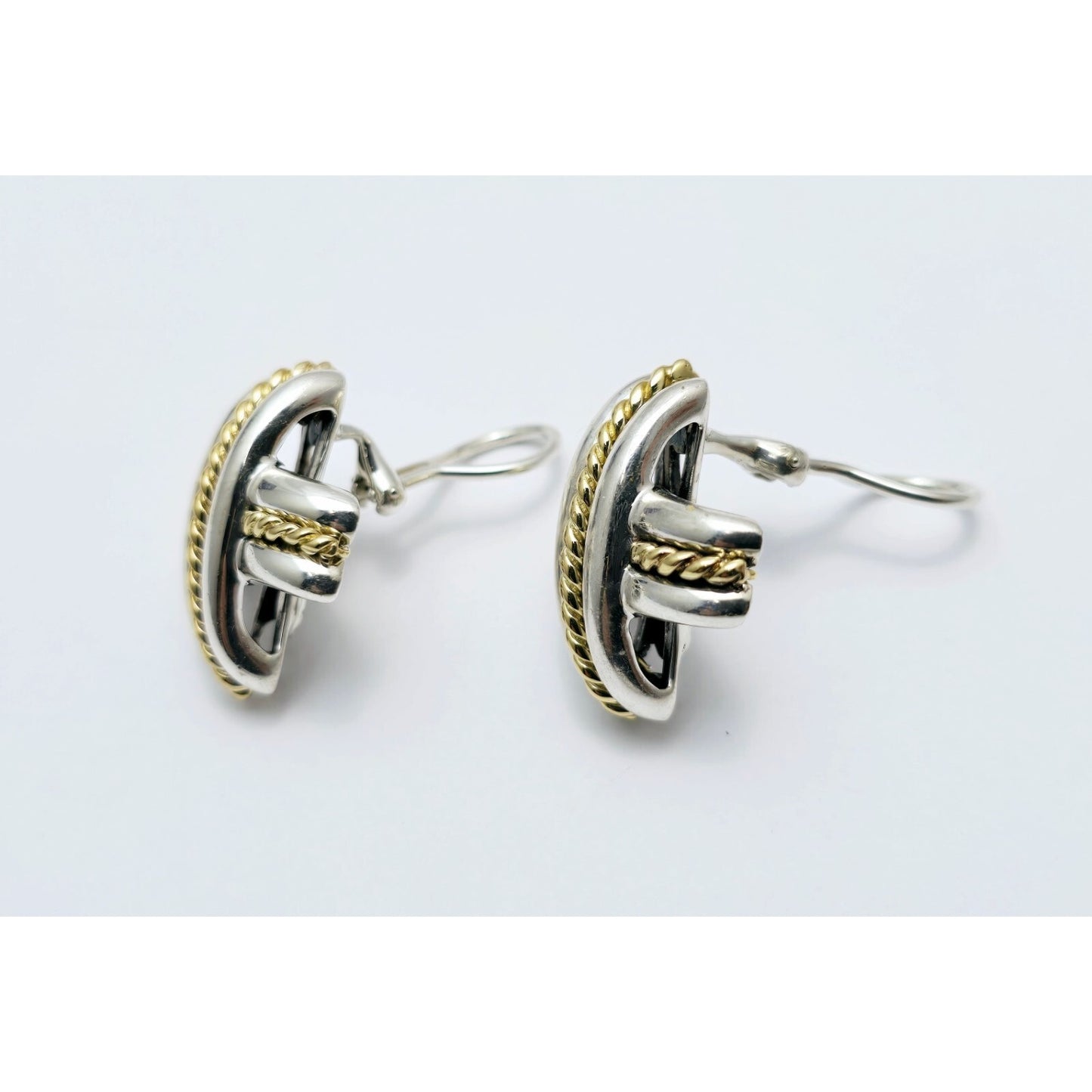 Tiffany & Co Signature X Clip On Earrings 18K Yellow Gold & Sterling Silver 925