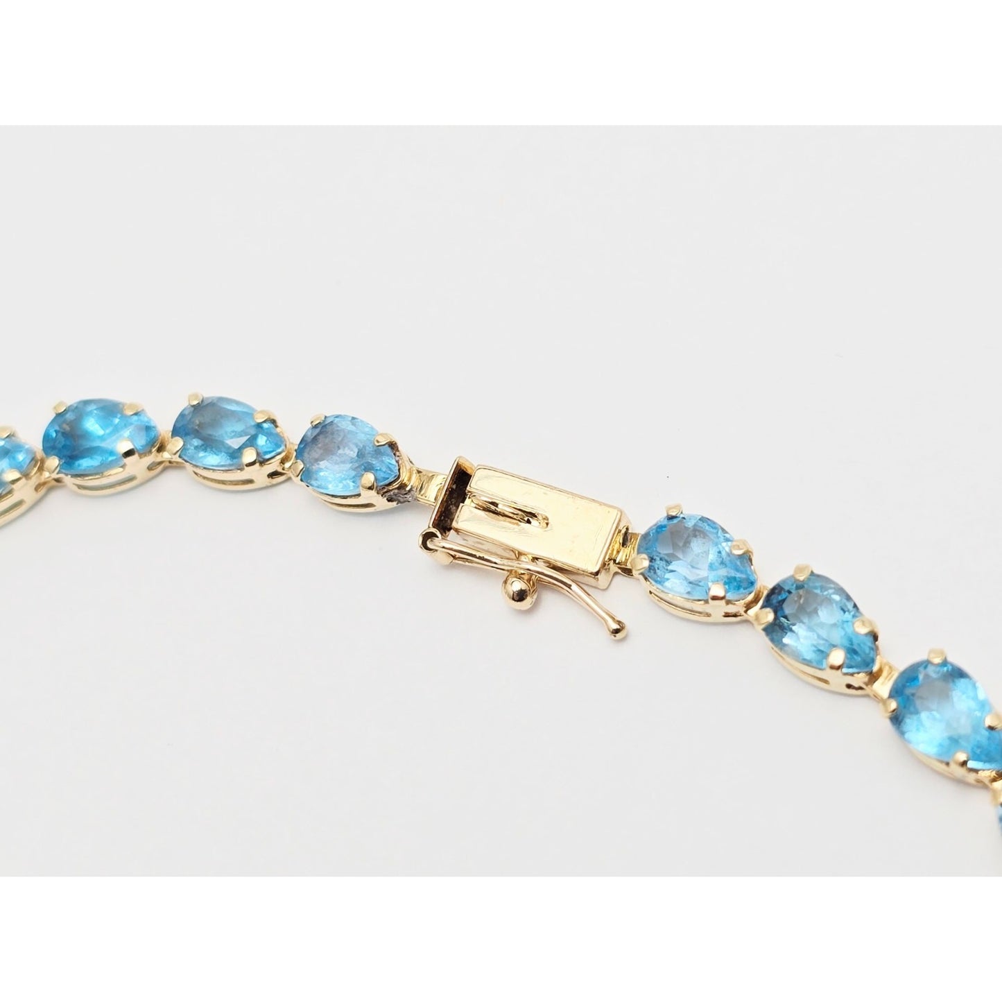 14K Yellow Gold Blue Topaz Tennis Link Bracelet