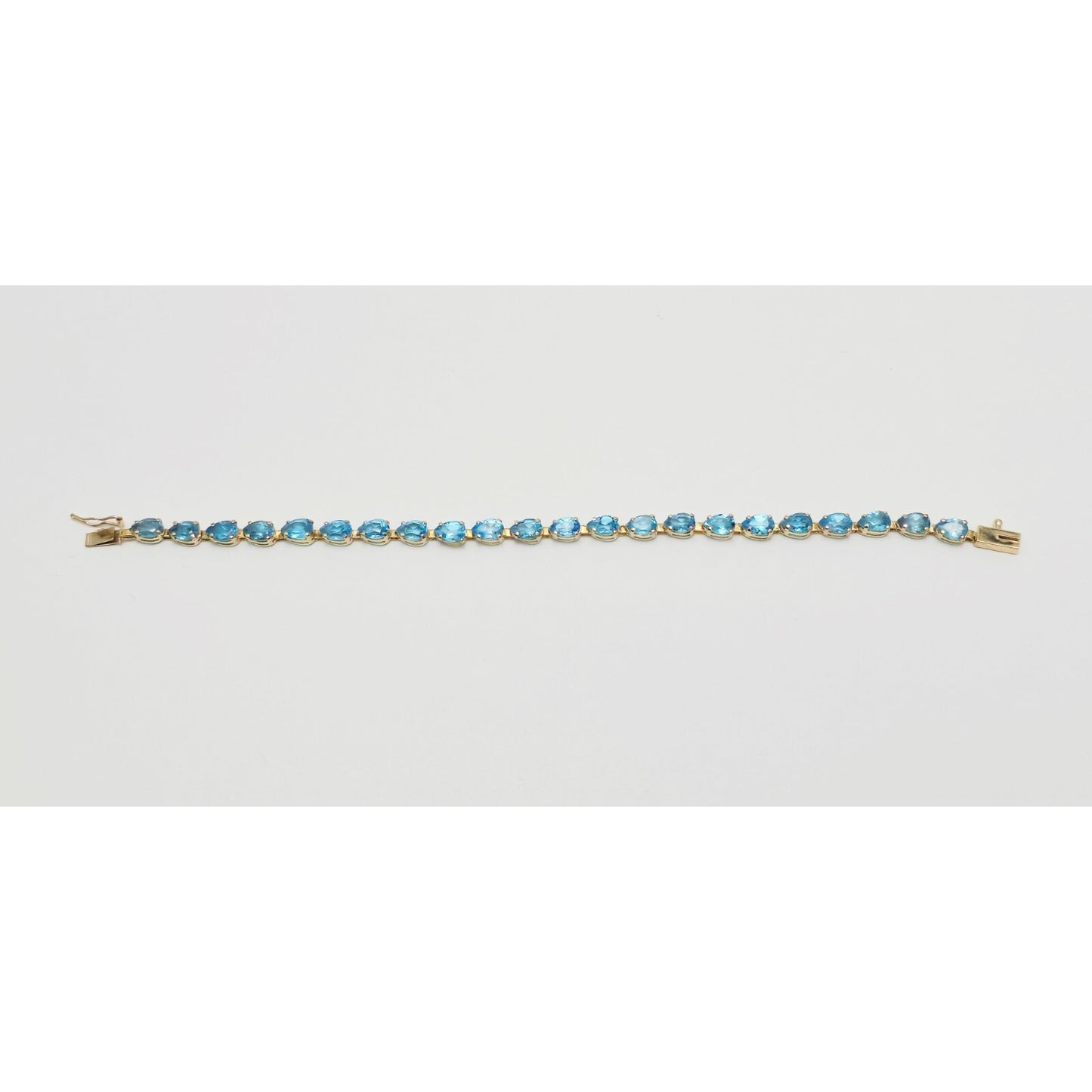 14K Yellow Gold Blue Topaz Tennis Link Bracelet