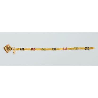 20K Yellow Gold Multi Colored Gemstone Link Bracelet