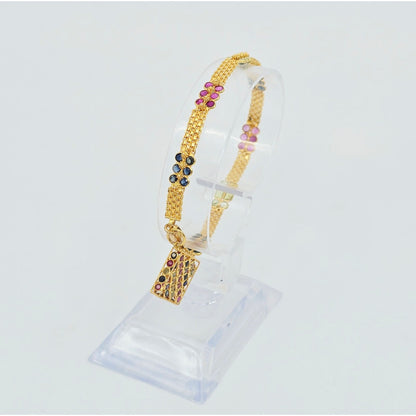 20K Yellow Gold Multi Colored Gemstone Link Bracelet