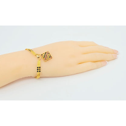 20K Yellow Gold Multi Colored Gemstone Link Bracelet