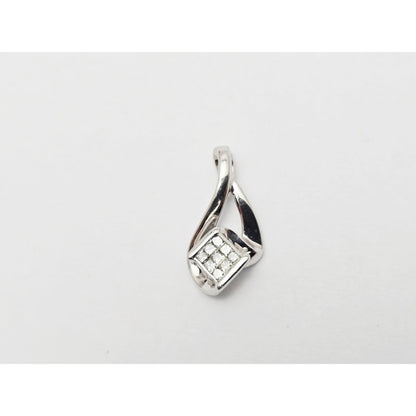 10K White Gold Rhombus Diamond Charm Pendant