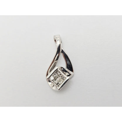 10K White Gold Rhombus Diamond Charm Pendant