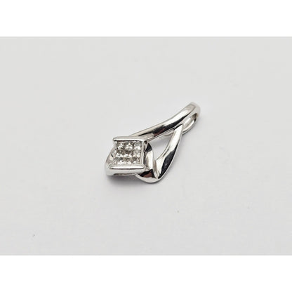 10K White Gold Rhombus Diamond Charm Pendant
