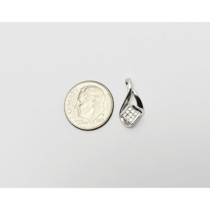 10K White Gold Rhombus Diamond Charm Pendant