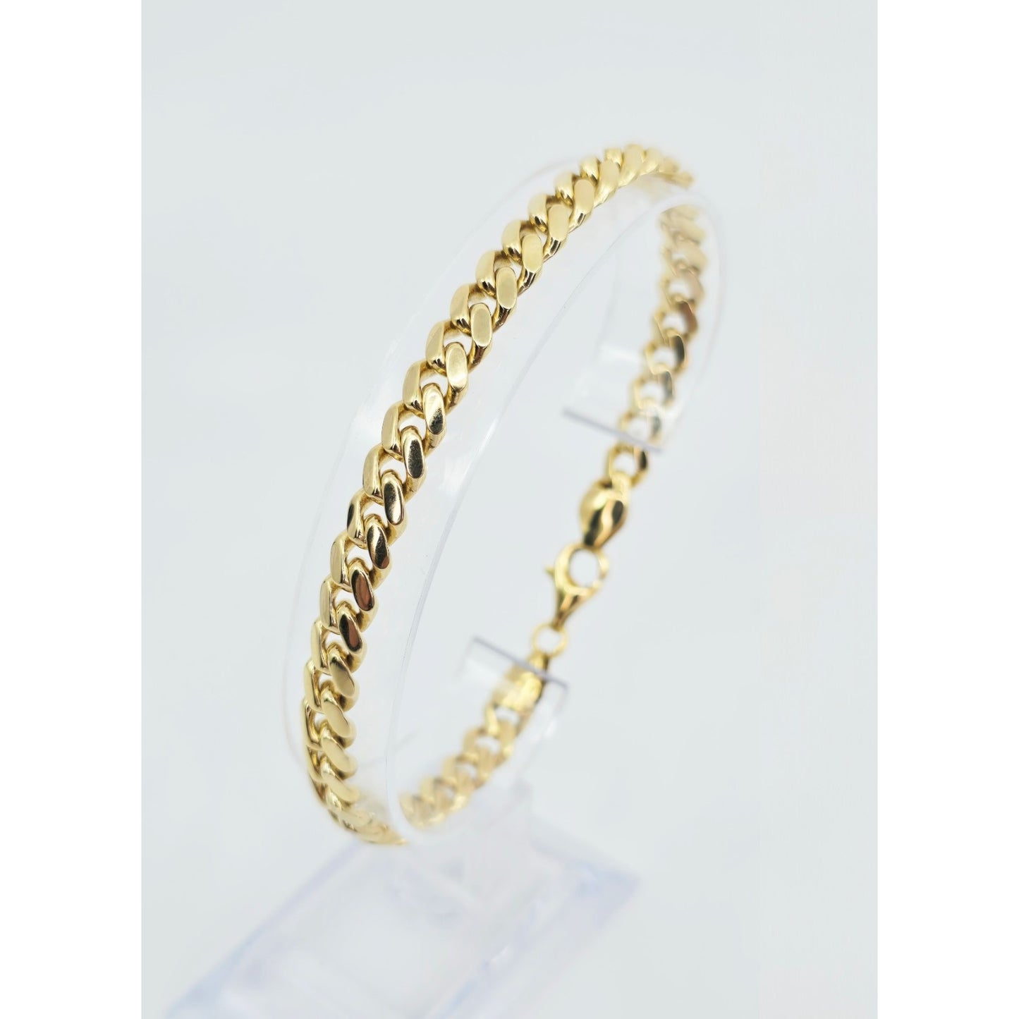 14K Yellow Gold Cuban Link Chain Bracelet