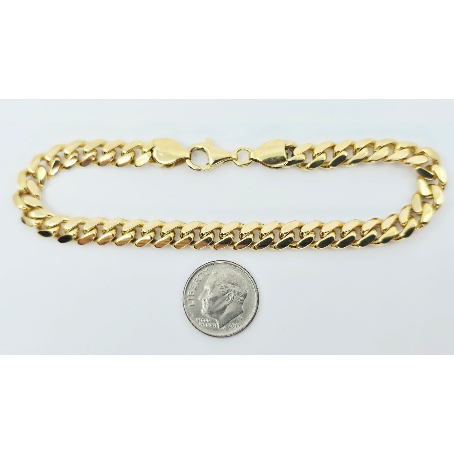 14K Yellow Gold Cuban Link Chain Bracelet