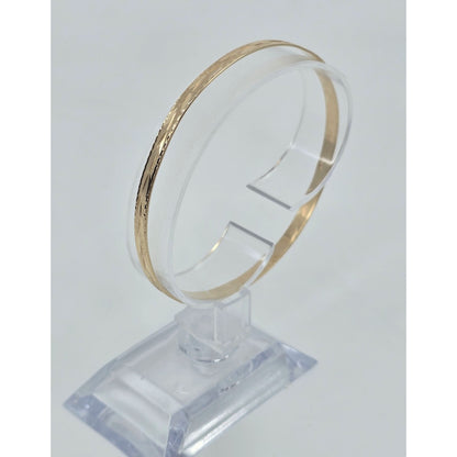 14K Yellow Gold Diamond Cut Bangle Bracelet