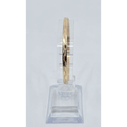 14K Yellow Gold Diamond Cut Bangle Bracelet
