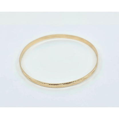 14K Yellow Gold Diamond Cut Bangle Bracelet