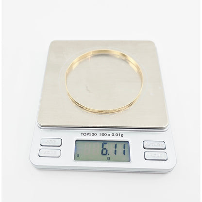 14K Yellow Gold Diamond Cut Bangle Bracelet