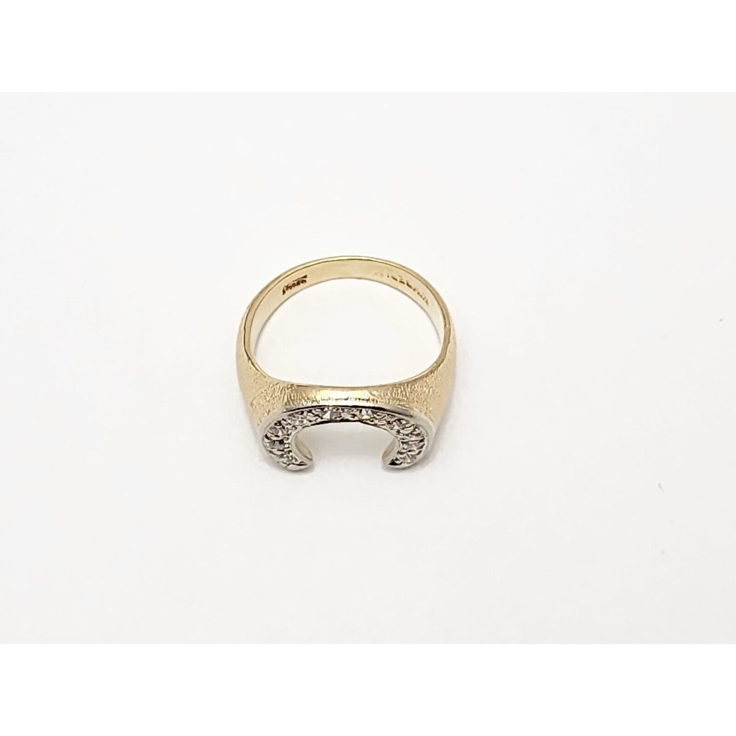 14K Two Tone Gold Horse Shoe Diamond Ring