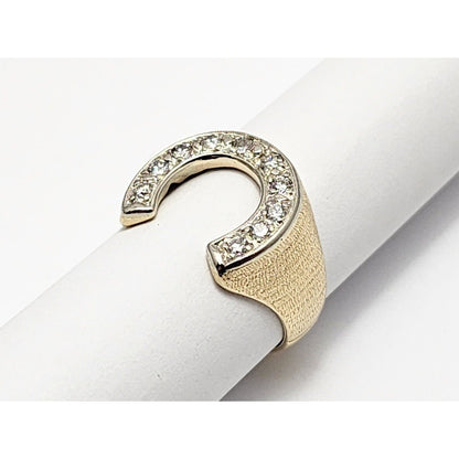 14K Two Tone Gold Horse Shoe Diamond Ring