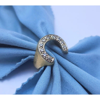 14K Two Tone Gold Horse Shoe Diamond Ring