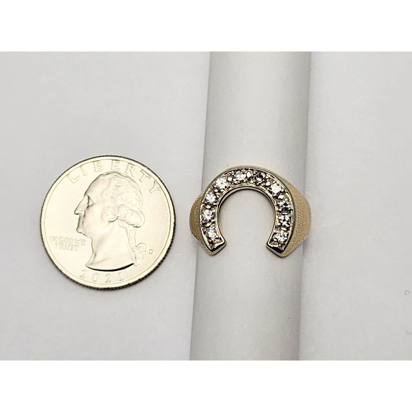 14K Two Tone Gold Horse Shoe Diamond Ring