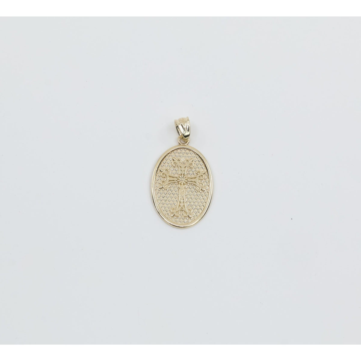 10K Yellow Gold Oval Armenian Cross Pendant Charm