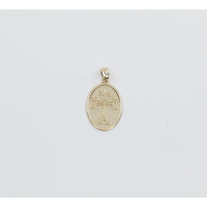 10K Yellow Gold Oval Armenian Cross Pendant Charm