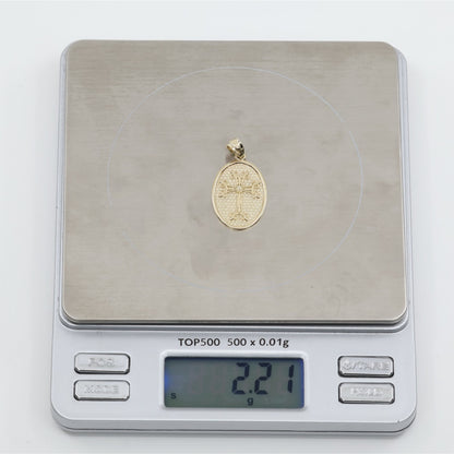10K Yellow Gold Oval Armenian Cross Pendant Charm