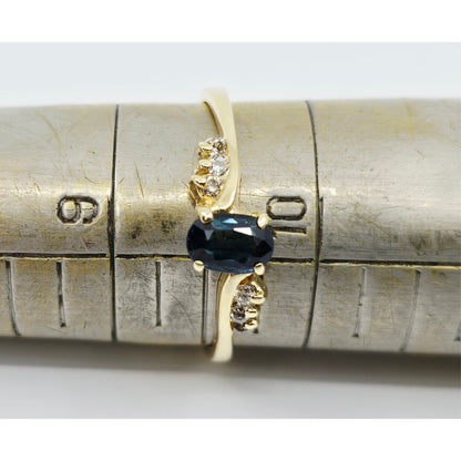 14K Yellow Gold Oval Sapphire & Diamond Ring