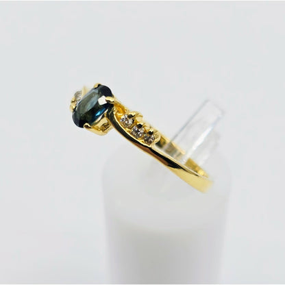 14K Yellow Gold Oval Sapphire & Diamond Ring