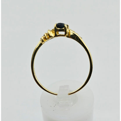 14K Yellow Gold Oval Sapphire & Diamond Ring