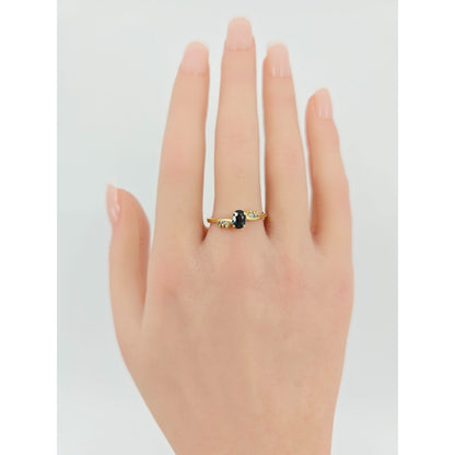 14K Yellow Gold Oval Sapphire & Diamond Ring