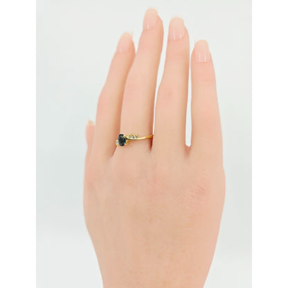 14K Yellow Gold Oval Sapphire & Diamond Ring
