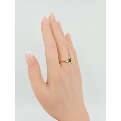 14K Yellow Gold Oval Sapphire & Diamond Ring