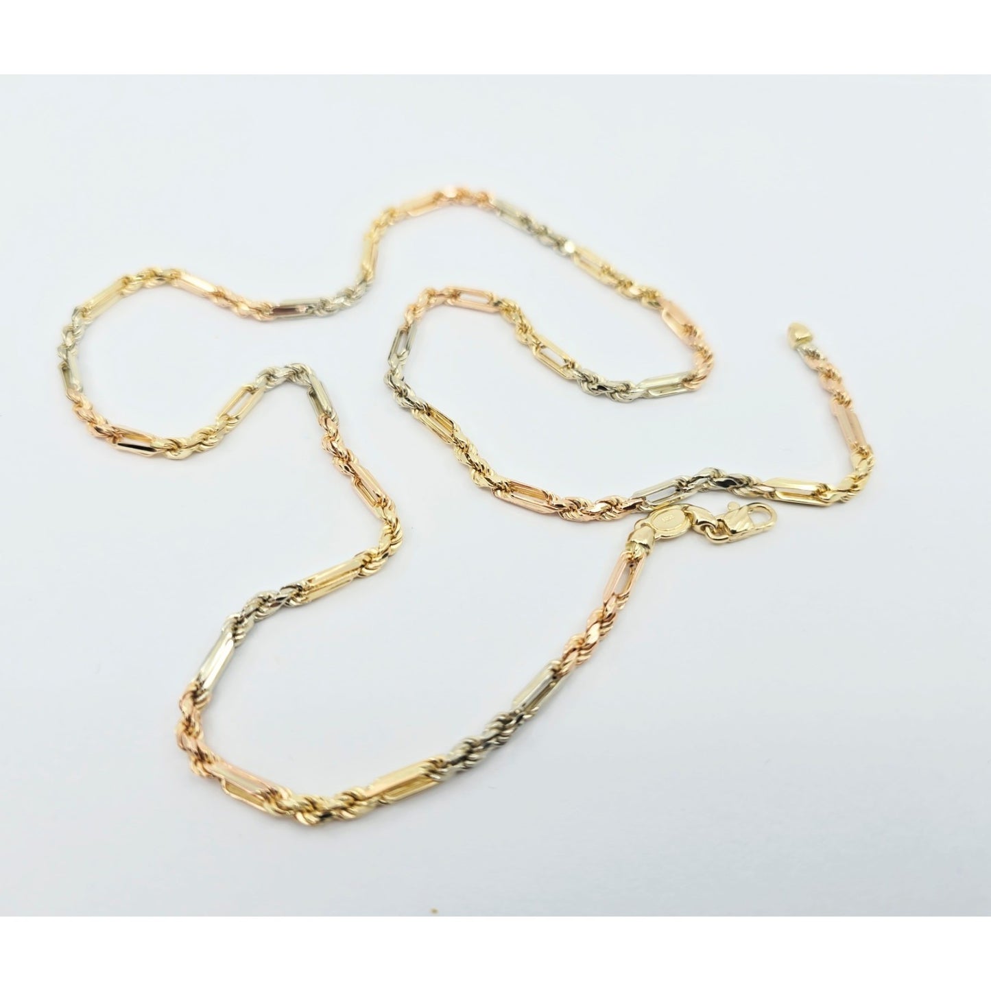 14K Tri Tone Gold Milano Rope Chain Necklace