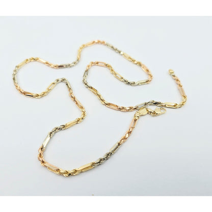 14K Tri Tone Gold Milano Rope Chain Necklace